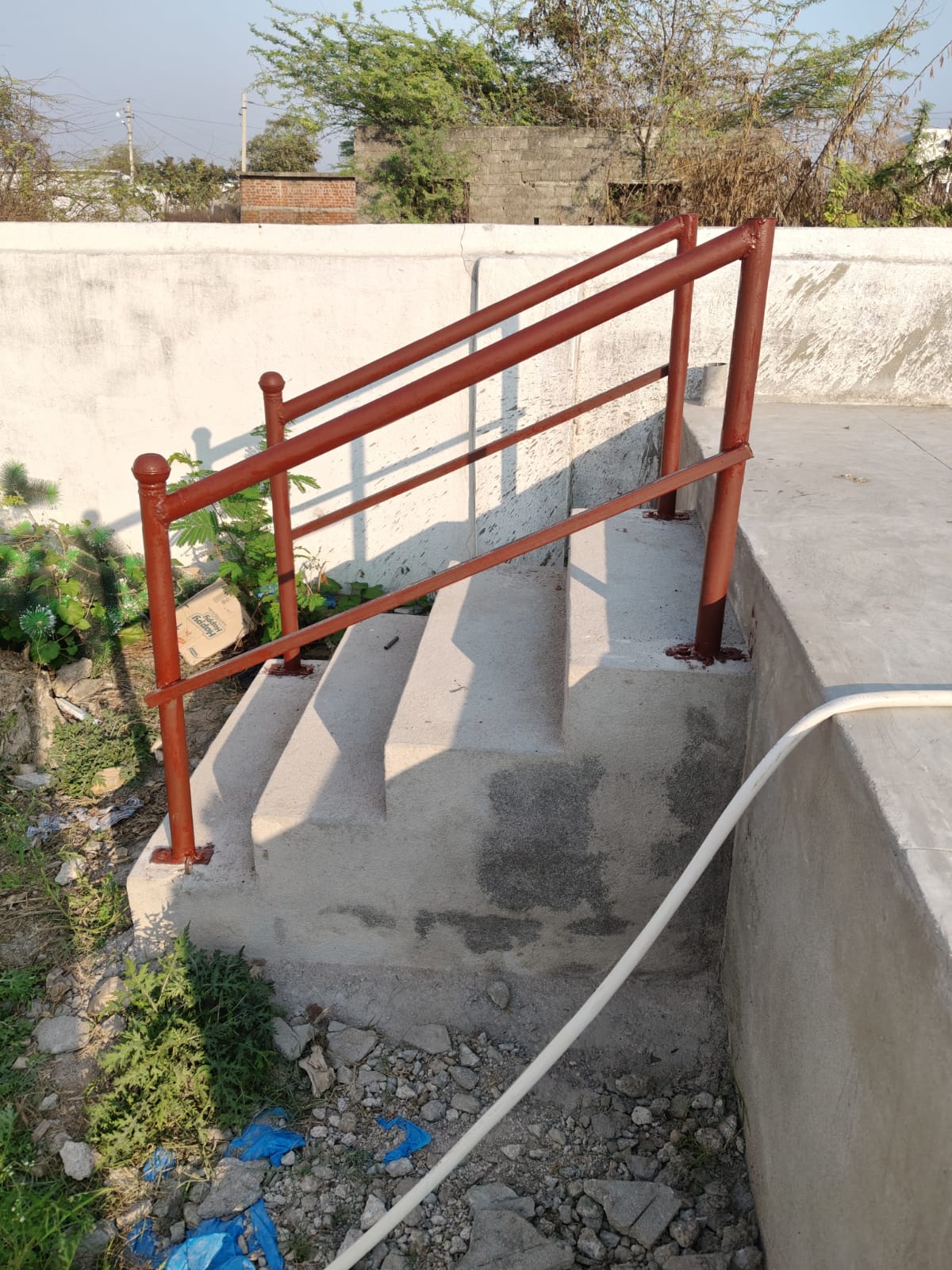 New staircase with railing at Gudipally church